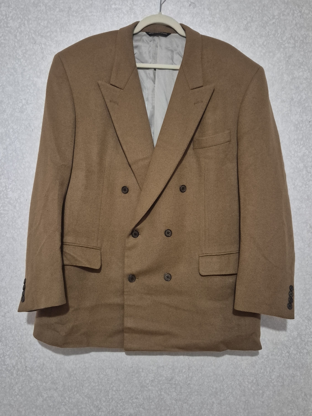 Samuelsohn Men's Double-Breasted Pea Coat in Brown-100% Camel Hair-Size:46
